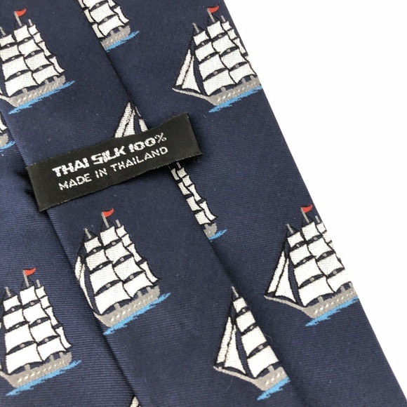 100% Thai Silk Nautical Men's Tie Clipper Ship - Picture 3 of 7